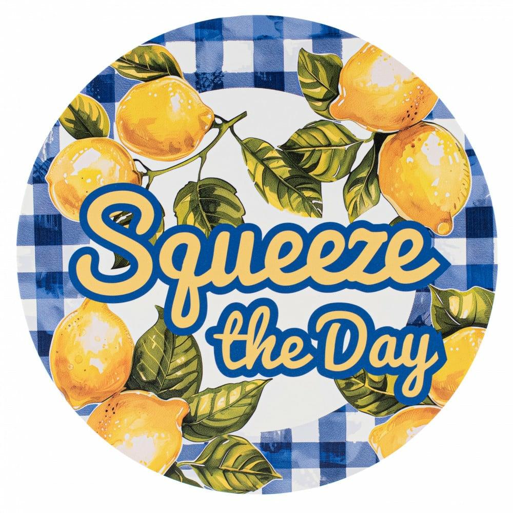 Accent Signs |   10.5" Round Waterproof Sign: Squeeze The Day Lemons Accent Signs Accent Signs