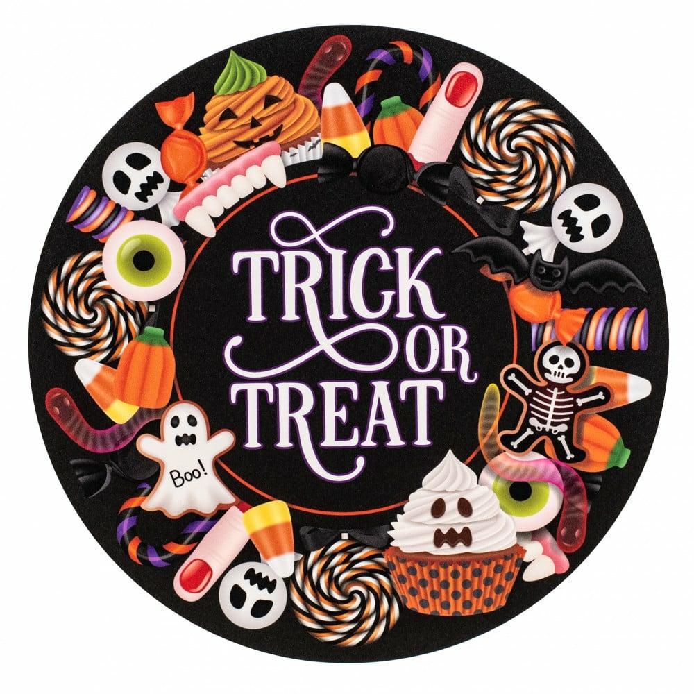 Accent Signs |   10.5" Round Waterproof Sign: Trick Or Treat Candy Accent Signs Accent Signs