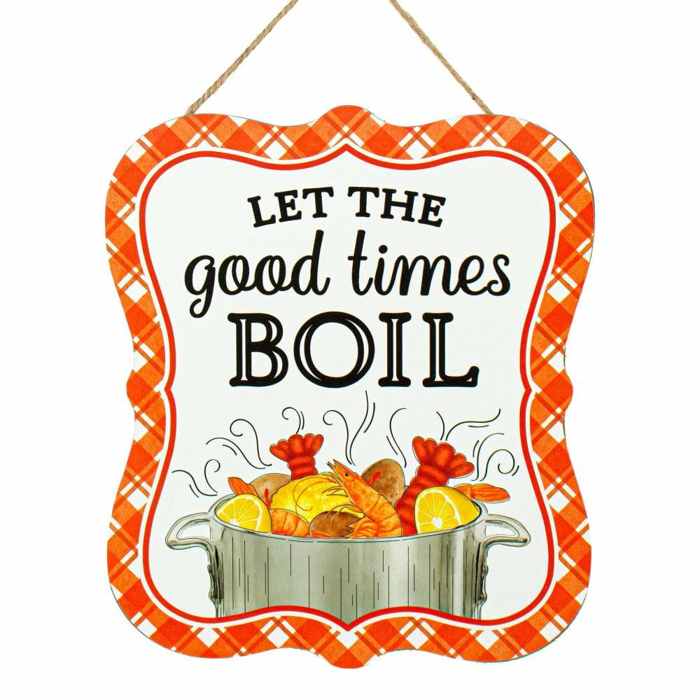 Accent Signs |   10" Scalloped Wooden Sign: Let The Good Times Boil Crawfish Accent Signs Accent Signs