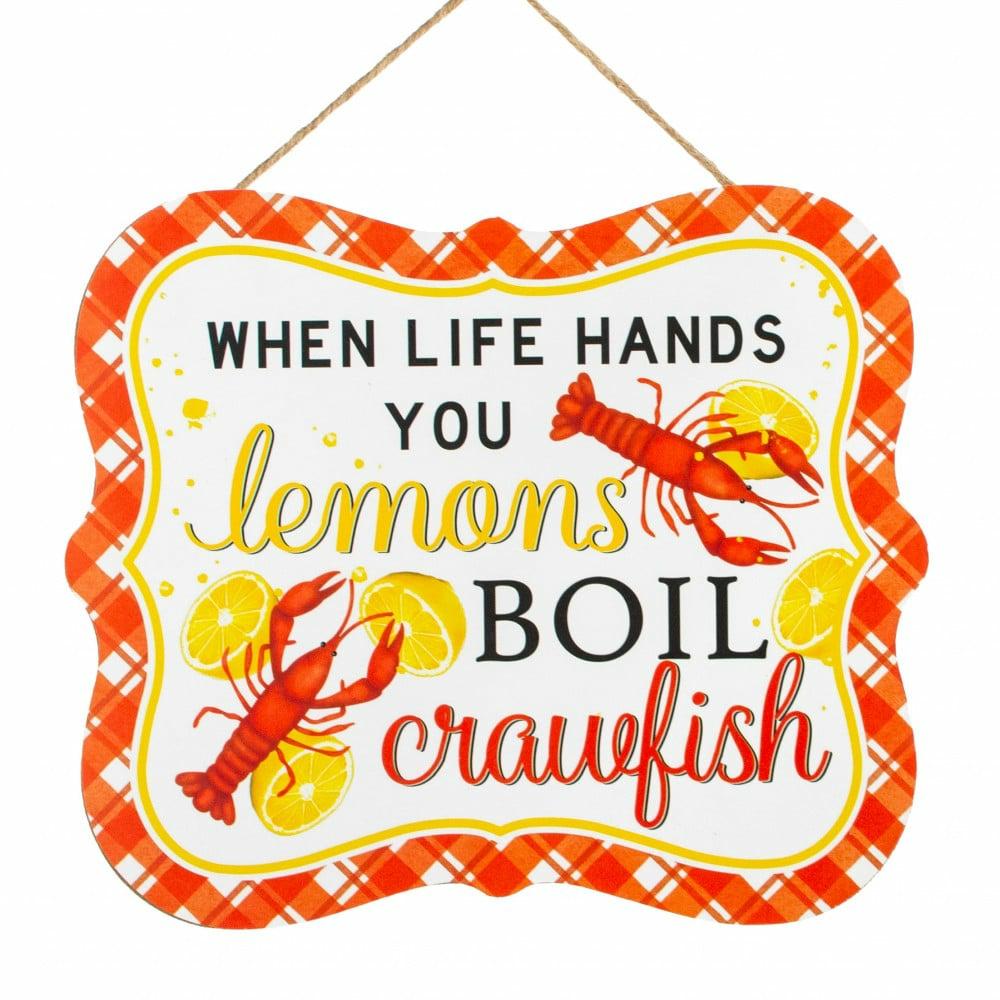 Accent Signs |   10" Scalloped Wooden Sign: Life Lemons, Boil Crawfish Accent Signs Accent Signs