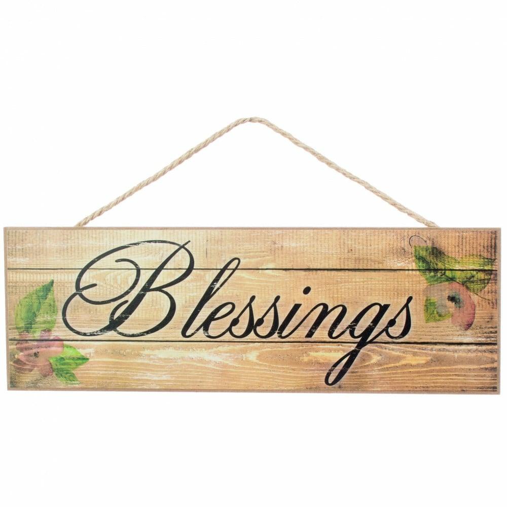 Accent Signs |   15" Wooden Sign: Floral Blessings Accent Signs Accent Signs