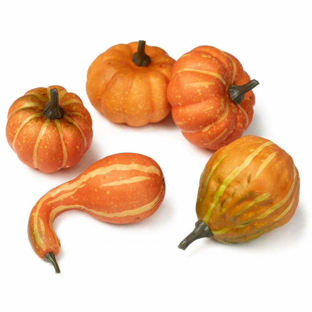 Artificial Fruits And Veggies |   Faux Pumpkin Assortment: Orange (Set Of 5) Artificial Fruits And Veggies Artificial Fruits And Veggies