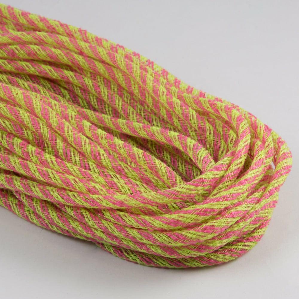 Deco Flex Tubing |   Faux Jute Deco Flex Tubing Ribbon: Green/Pink (30 Yards) Accents Deco Flex Tubing