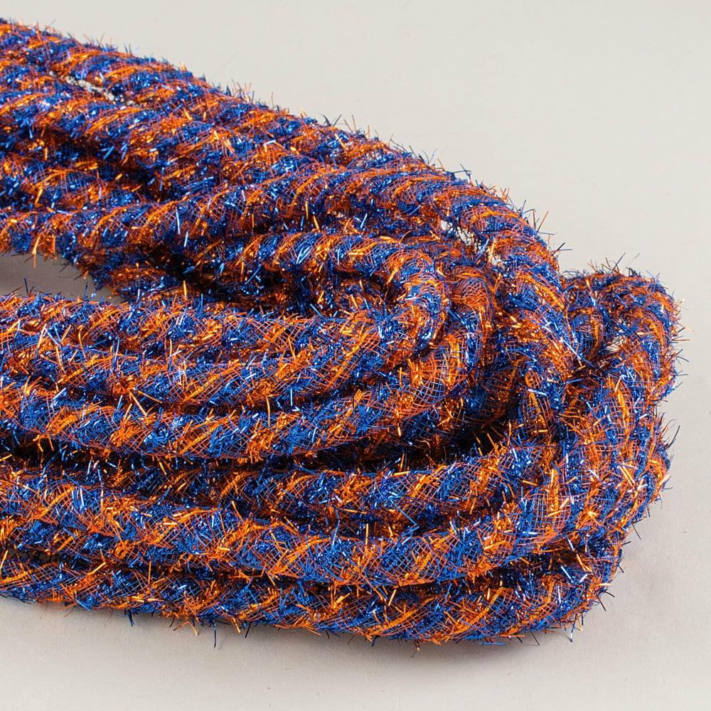 Deco Flex Tubing |   Tinsel Flex Tubing Ribbon: Royal Blue & Orange (20 Yards) Accents Deco Flex Tubing