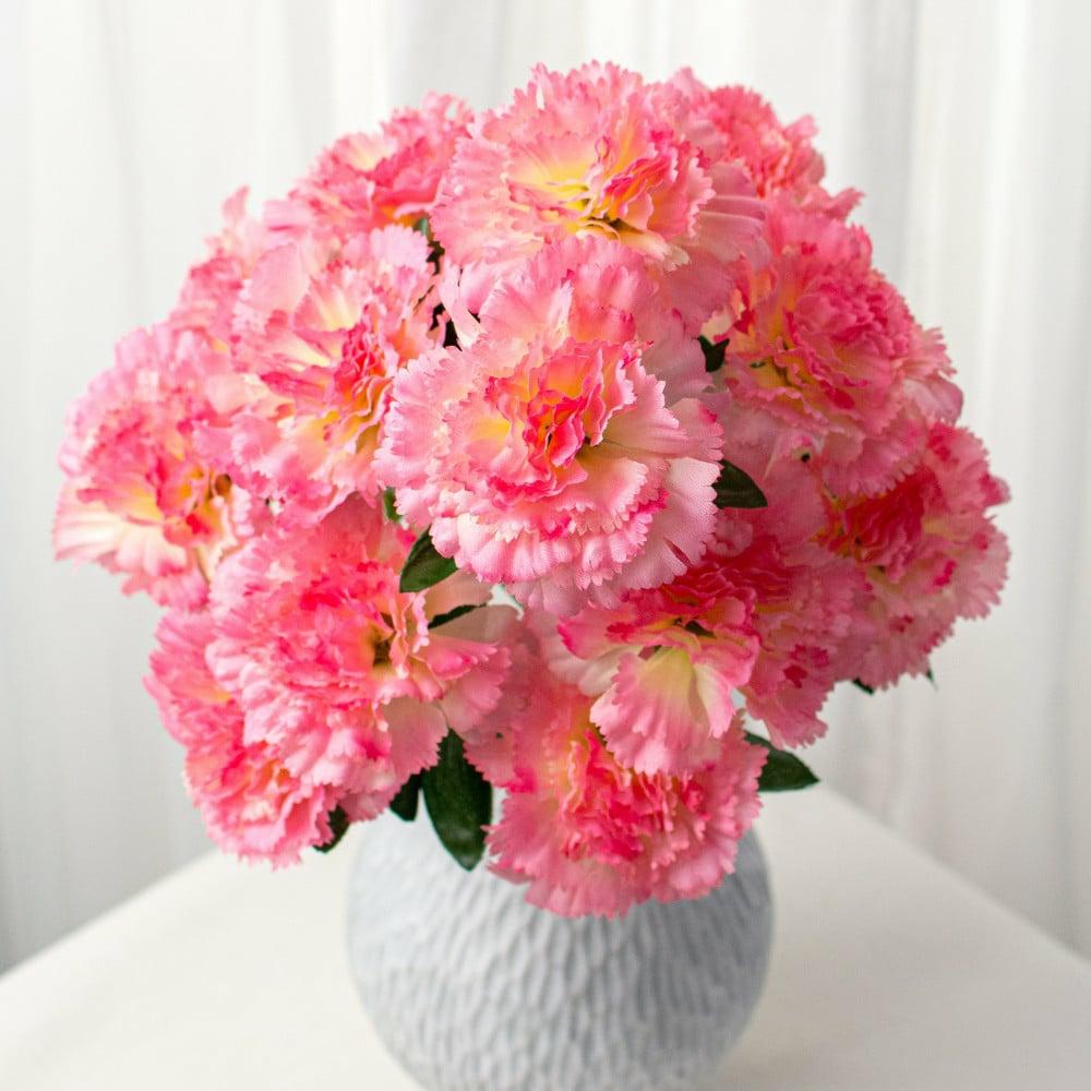 Floral Sprays & Picks |   17" Colorfast Carnation Bush: Pink Accents Floral Sprays & Picks