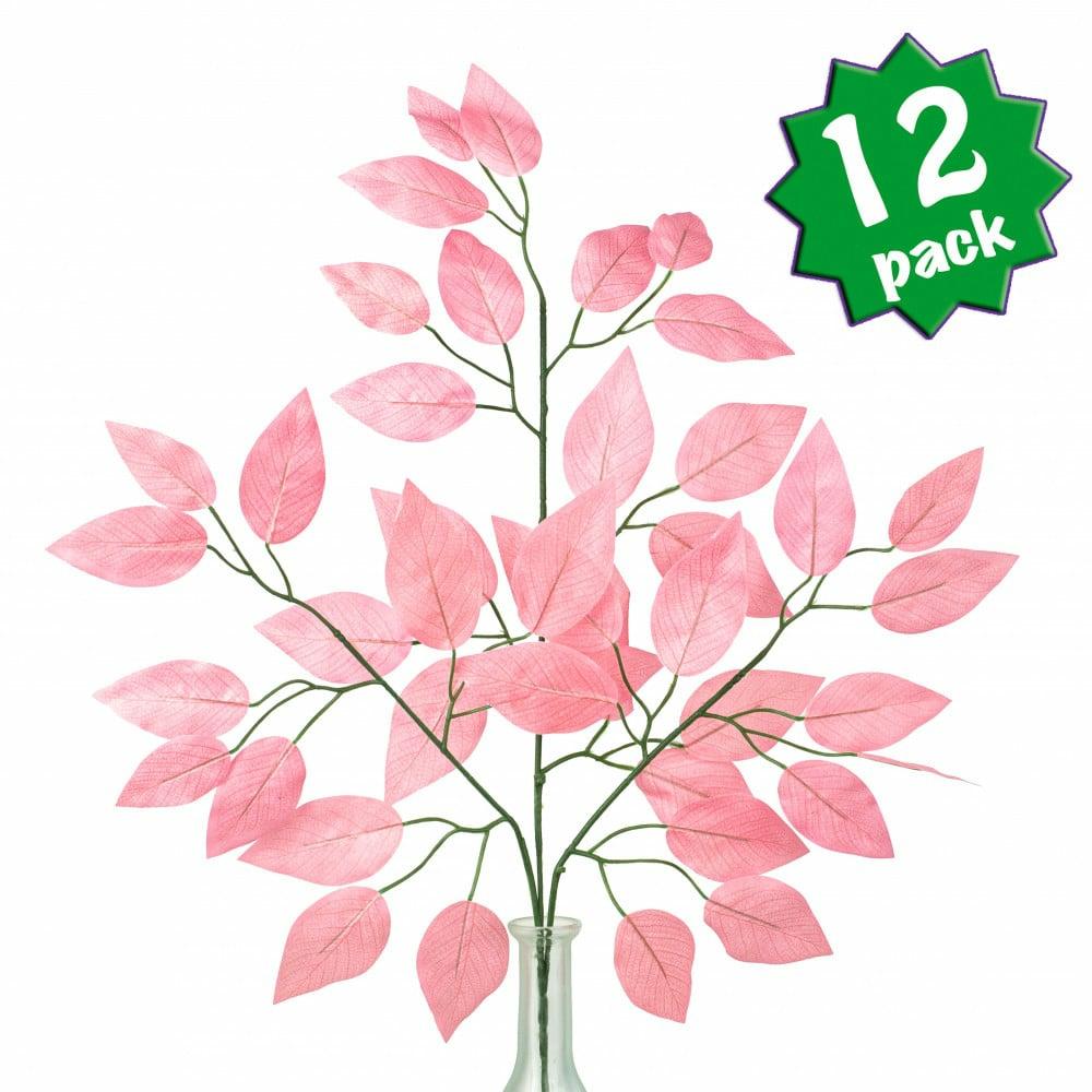 Floral Sprays & Picks |   23" Ficus Leaf Spray: Light Pink (12) Accents Floral Sprays & Picks