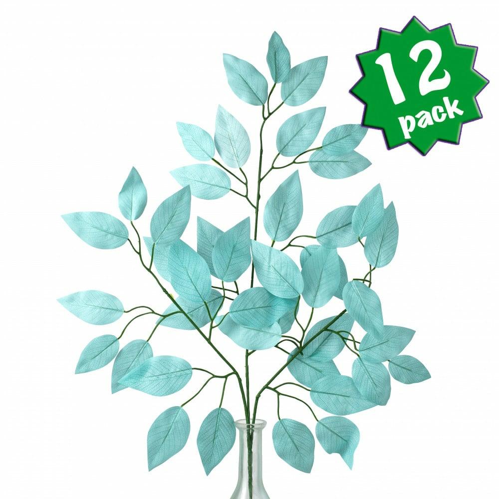 Floral Sprays & Picks |   23" Ficus Leaf Spray: Robin’s Egg Blue (12) Accents Floral Sprays & Picks