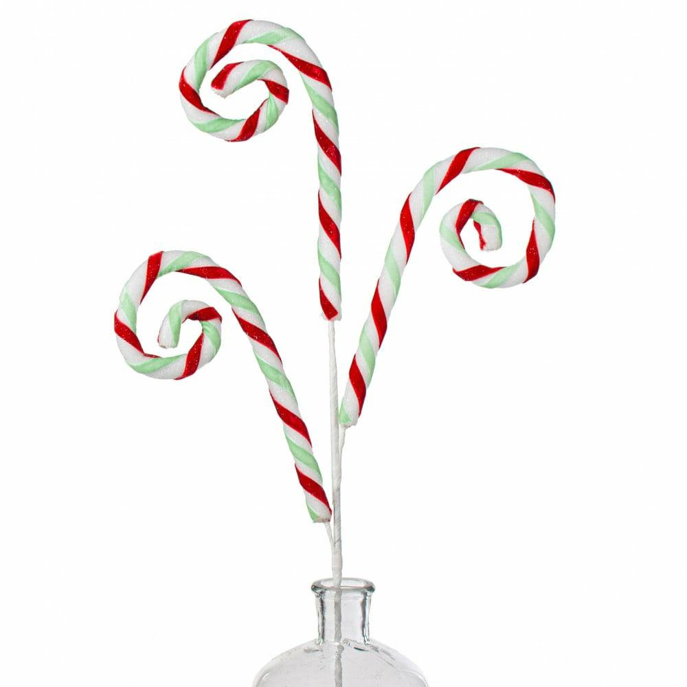 Floral Sprays & Picks |   29" Glittered Candy Cane Swirl Spray: Red, Mint & White Accents Floral Sprays & Picks