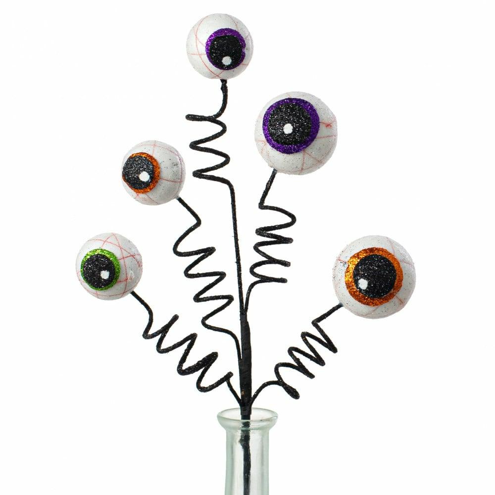 Floral Sprays & Picks |   16" Halloween Eyeballs Curly Pick Accents Floral Sprays & Picks