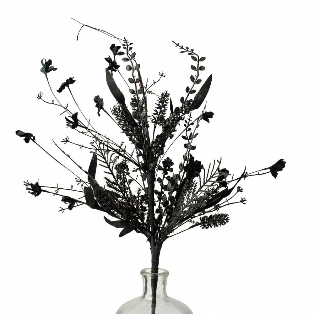 Floral Sprays & Picks |   24" Mixed Floral Filler Spray: Black Accents Black