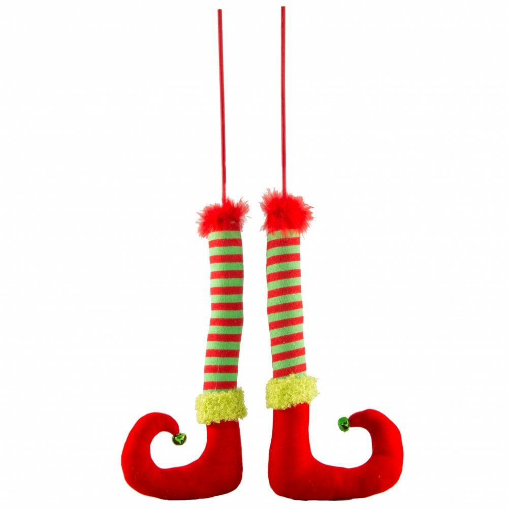 Floral Sprays & Picks |   18" Striped Christmas Elf Legs: Red & Lime Green (Pair) Accents Floral Sprays & Picks