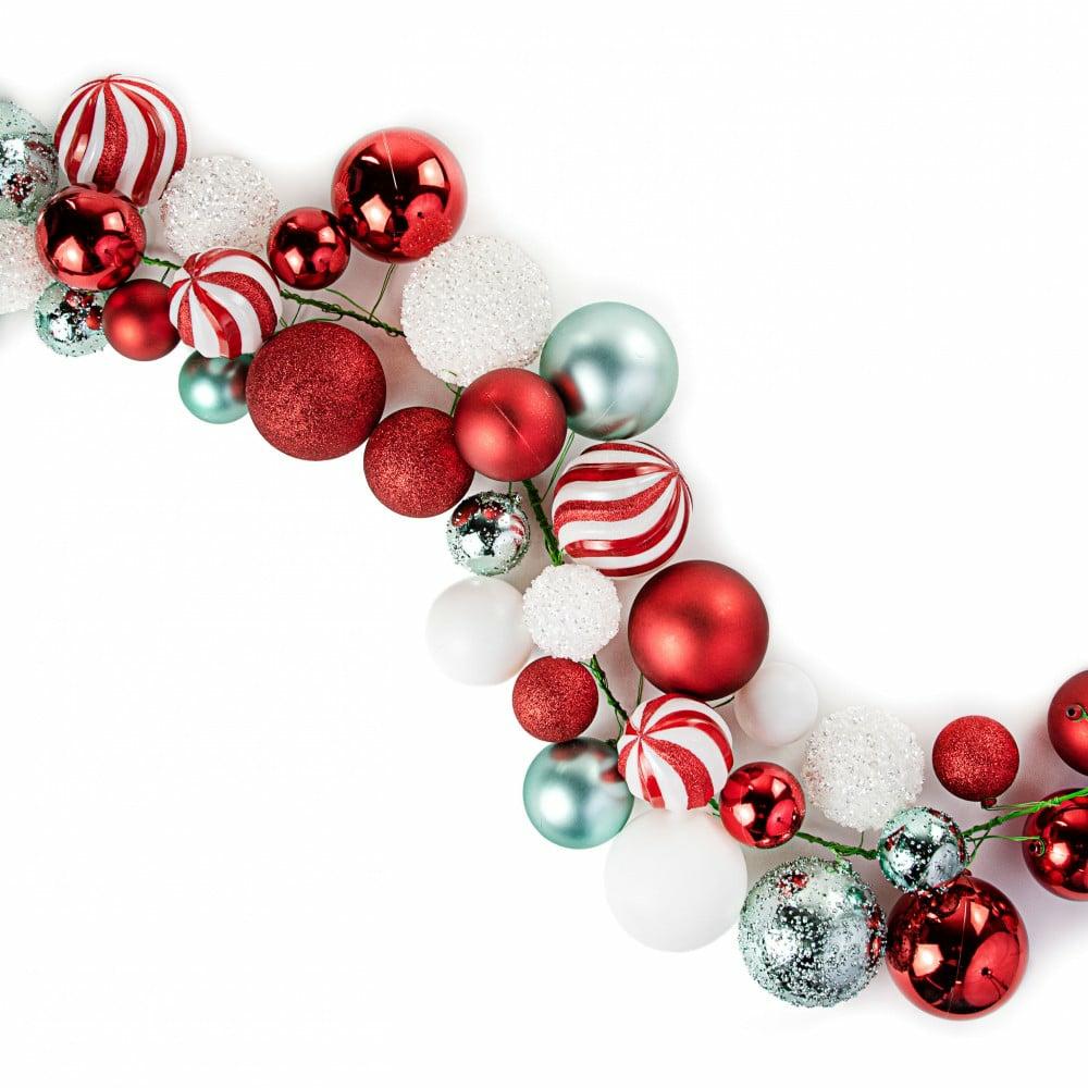 Garland |   6′ Effortless Ornament Garland: Red, White, Turquoise Decor Garland