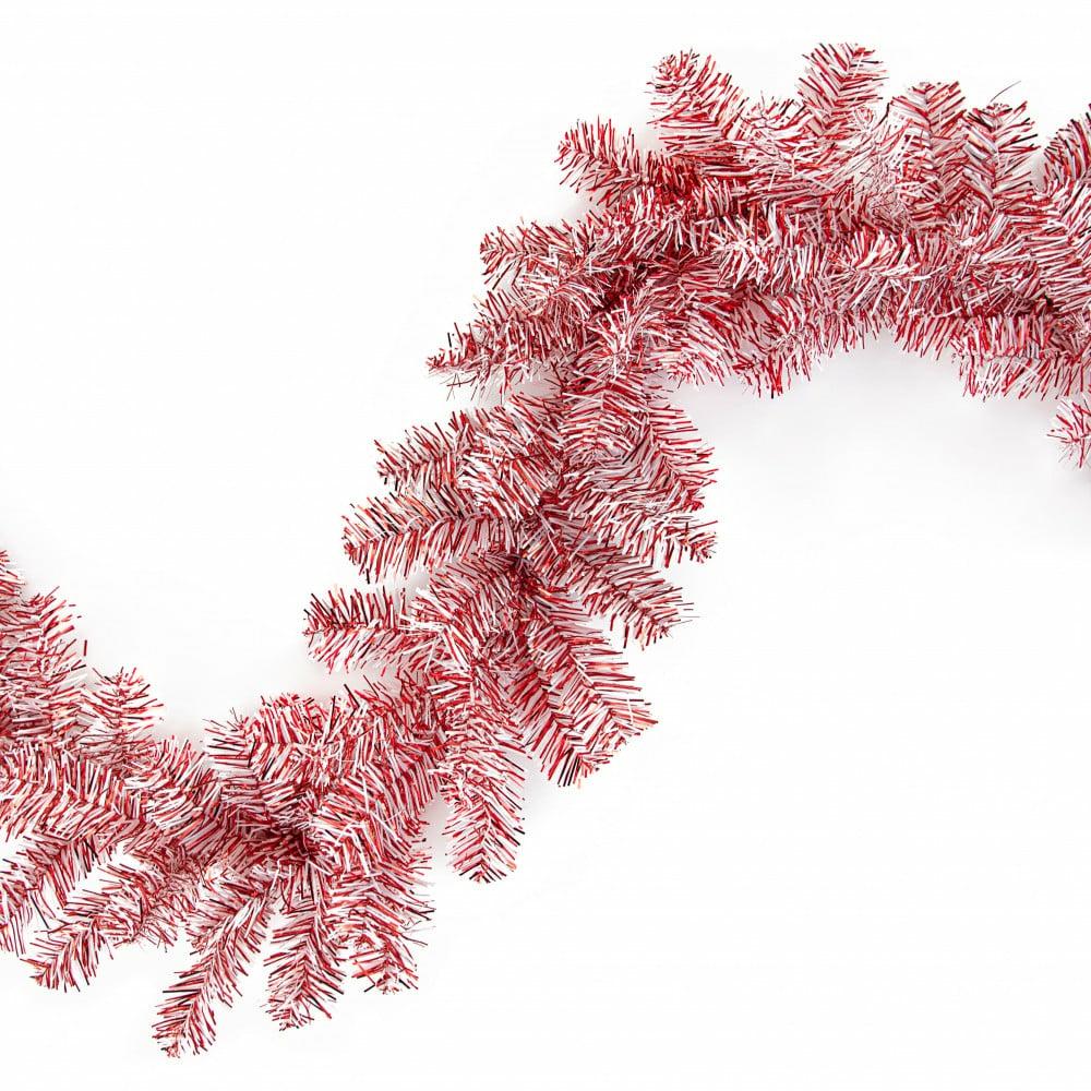 Garland |   6′ Pvc Pine Garland: Red & White Decor Garland