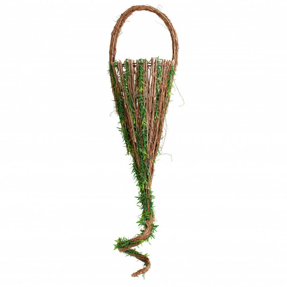 Hanging Decor |   28" Mossy Vine Wall Basket Decor Green,Brown