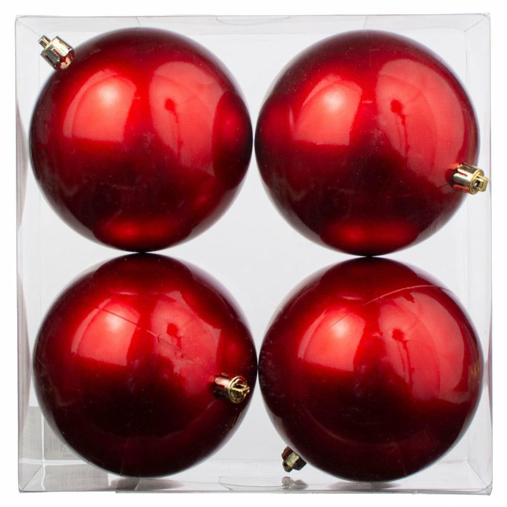 Ornaments |   100Mm Plastic Ball Ornament: Candy Apple Red (Set Of 4) Accents Ornaments