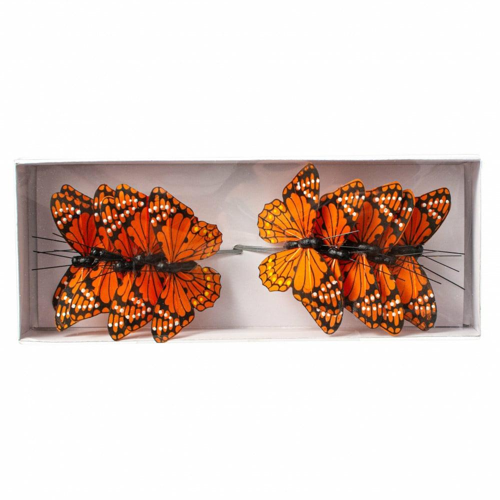 Ornaments |   3.25" Monarch Butterfly Wired Ornaments (Set Of 12) Accents Orange,Black,Yellow,White