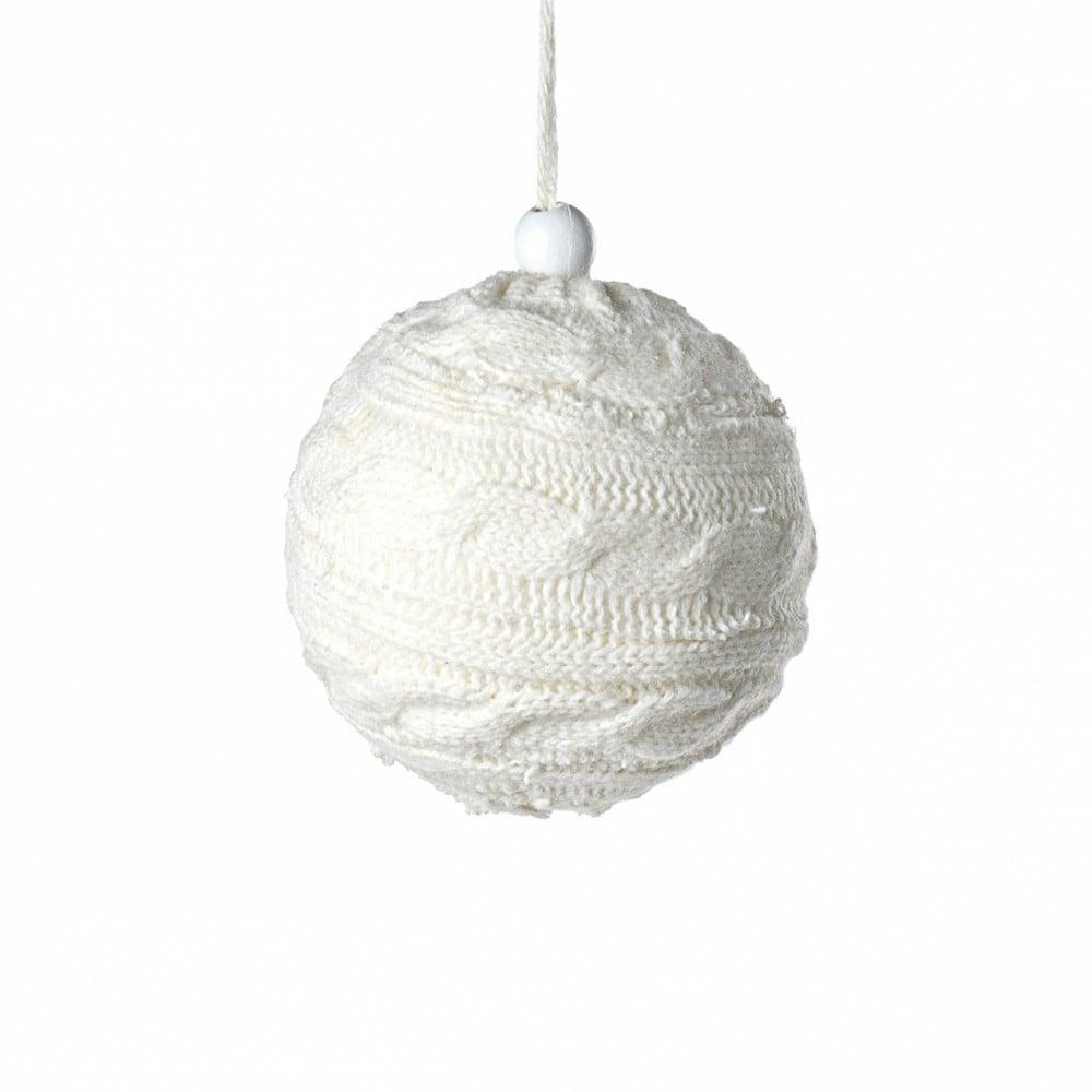 Ornaments |   4" White Knitted Sweater Ball Ornament Accents Ornaments