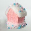 Ornaments |   6" Sprinkle Candy House Ornament Accents Light Blue,Light Pink,White