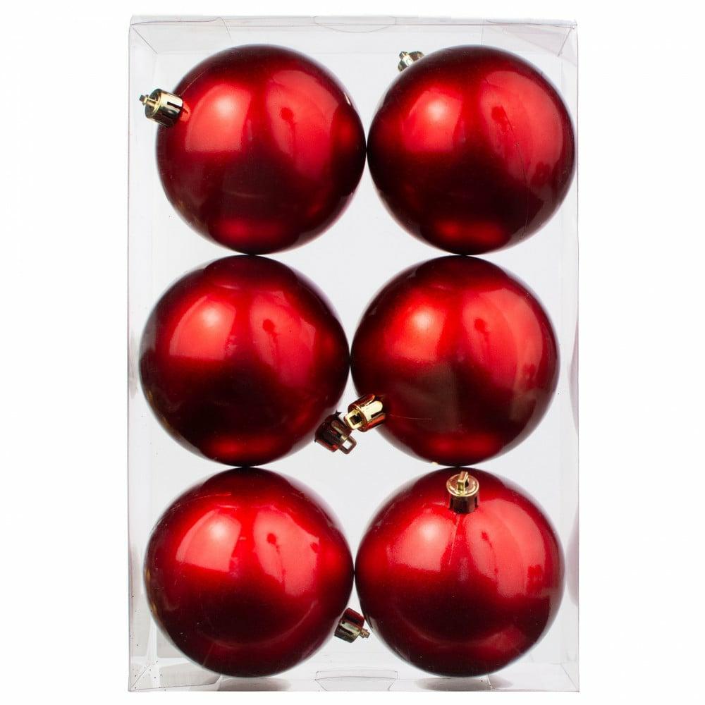 Ornaments |   80Mm Plastic Ball Ornament: Candy Apple Red (Set Of 6) Accents Ornaments