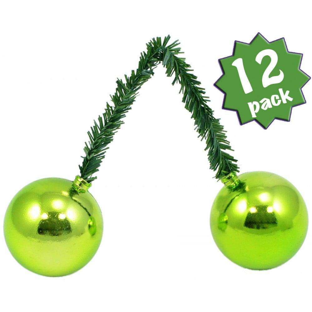 Tinsel Ties |   6" Green Tinsel Ties W/ 50Mm Balls: Lime Green (Set Of 12) Accents Tinsel Ties