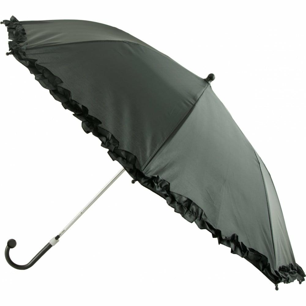 Umbrellas |   18" Ruffle Umbrella: Black Decor Black