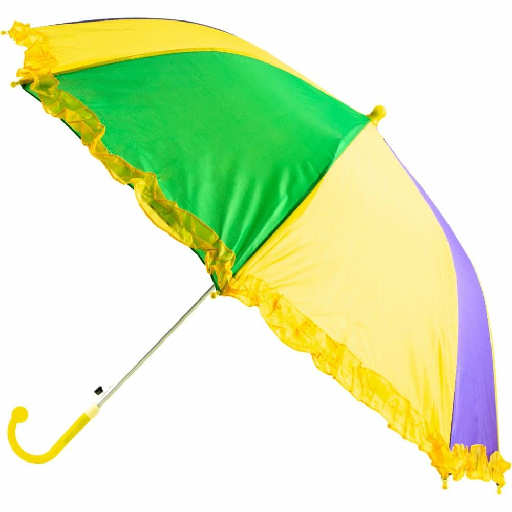 Umbrellas |   18" Ruffle Umbrella: Mardi Gras Decor Purple,Green,Gold