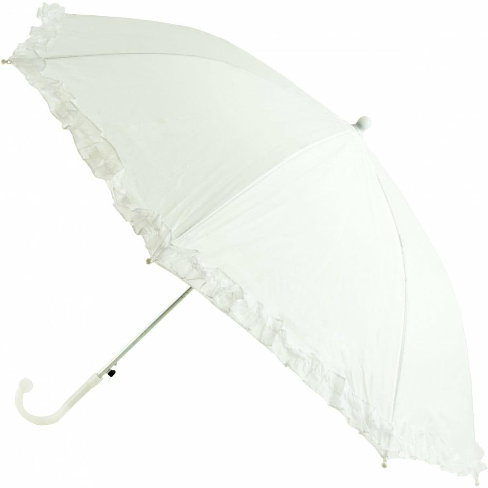 Umbrellas |   18" Ruffle Umbrella: White Decor Umbrellas