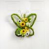 Wreaths |   17" Butterfly & Sunflower Grapevine Hanger Decor Green,Yellow,White