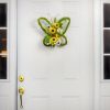 Wreaths |   17" Butterfly & Sunflower Grapevine Hanger Decor Green,Yellow,White