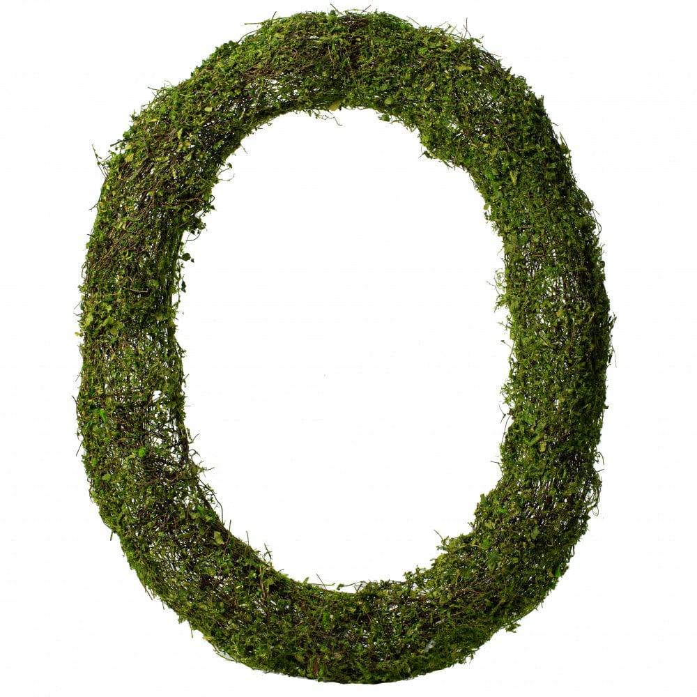 Wreaths |   22" Green Moss Vine Wreath: Oval Decor Green,Brown