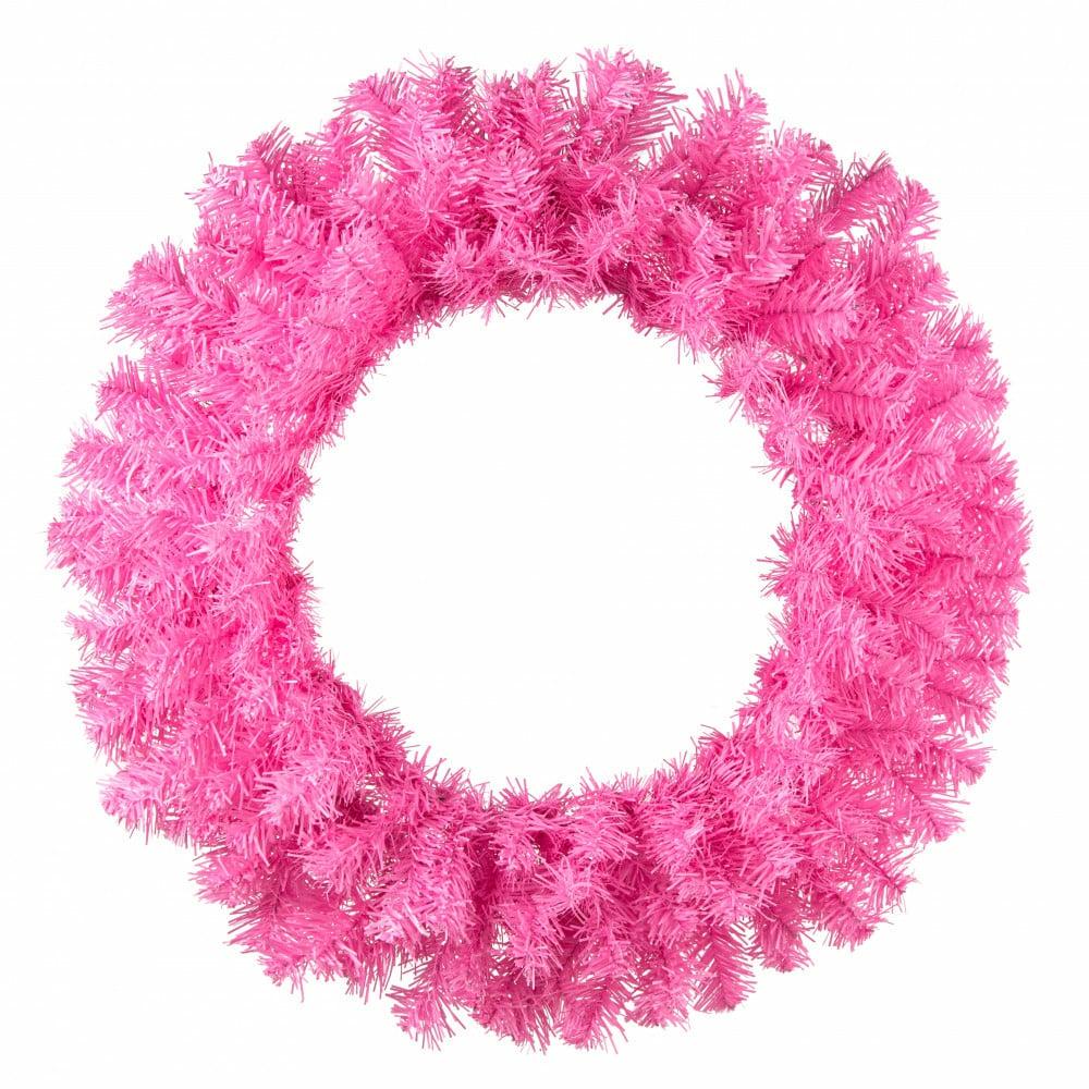 Wreaths |   24" Pine Pvc Wreath: Pink (180 Tips) Decor Pink