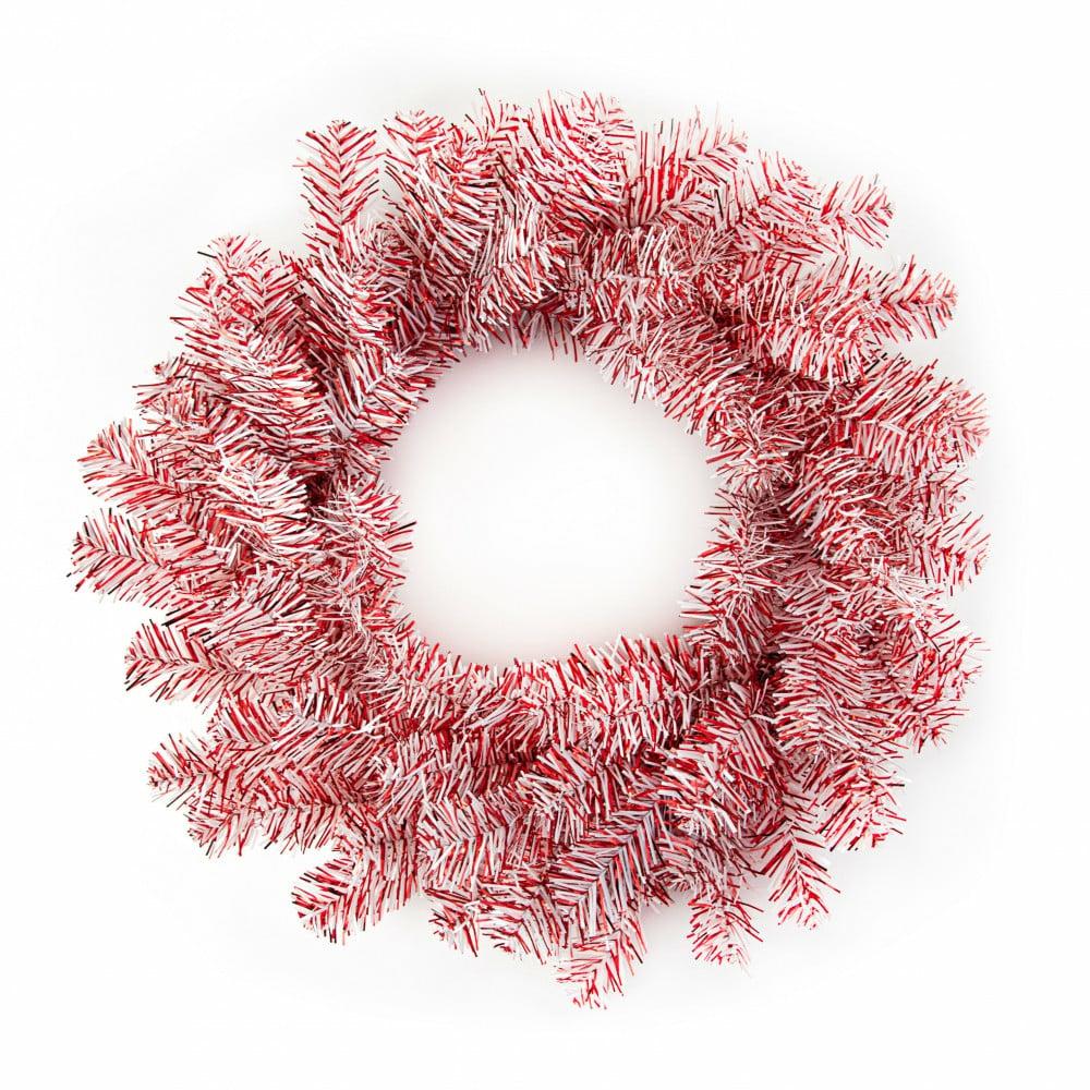 Wreaths |   24" Pvc Pine Wreath: Red & White Decor Red,White