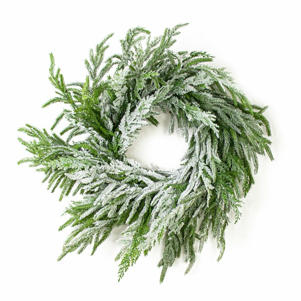 Wreaths |   24" Snow Pine Wreath Decor Green,White