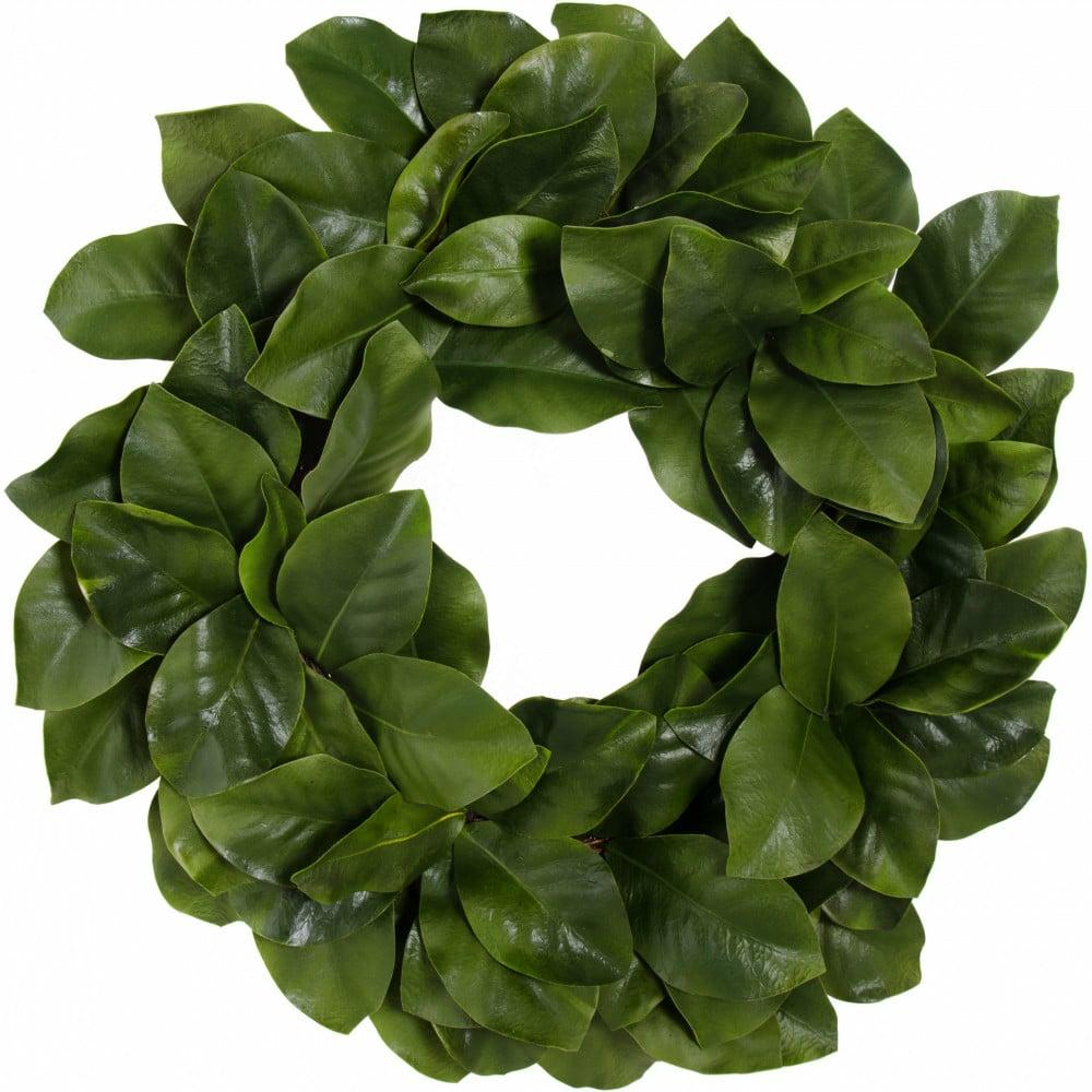 Wreaths |   26" Artificial Magnolia Leaf Wreath: Realistic Green Decor Green