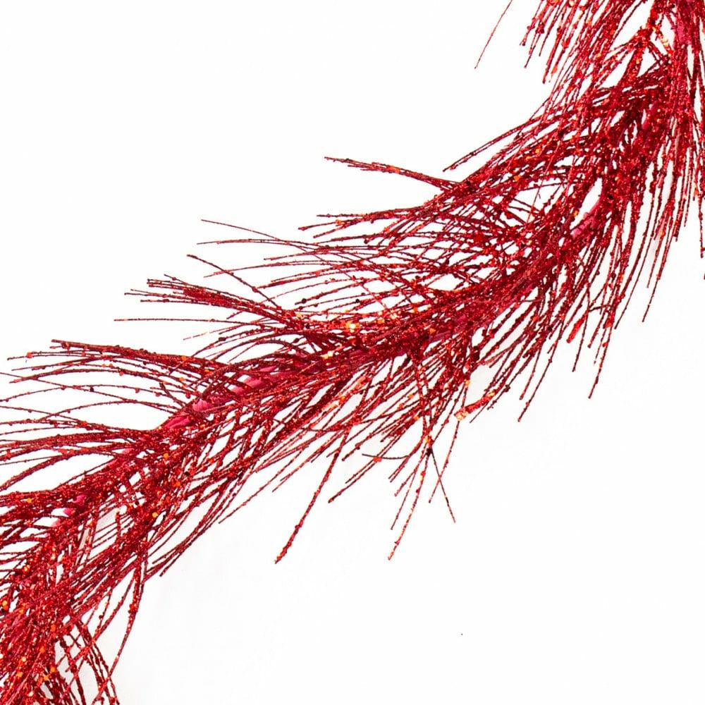 Garland |   5′ Glittered Pine Garland: Red Decor Garland