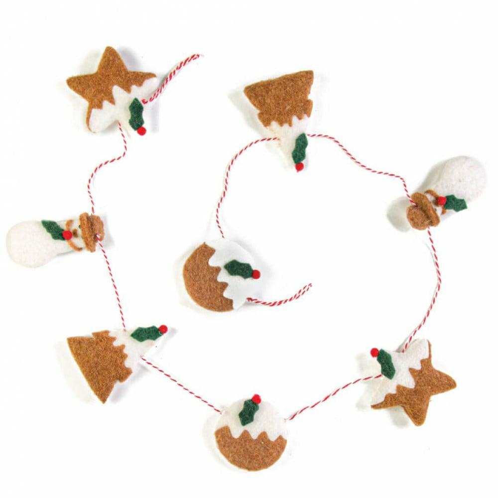 Garland |   55" Christmas Cookie Garland Decor Brown,White,Red,Green,Tan