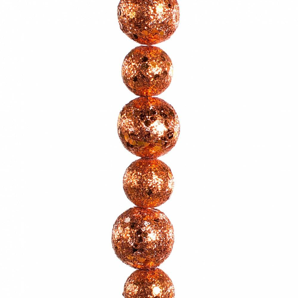 Garland |   6′ Glitter Ball Garland: Orange Decor Garland