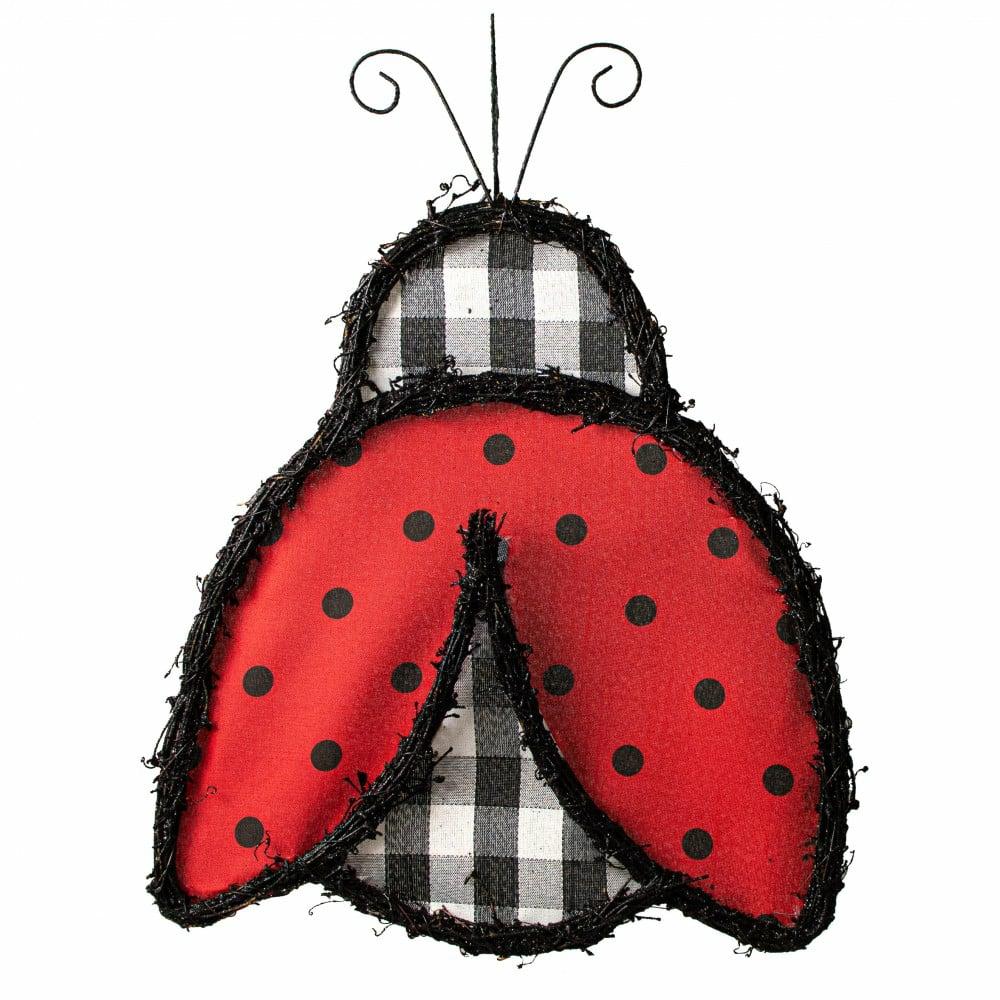 Door Decor |   21" Grapevine Hanger: Check & Dots Ladybug Decor Door Decor