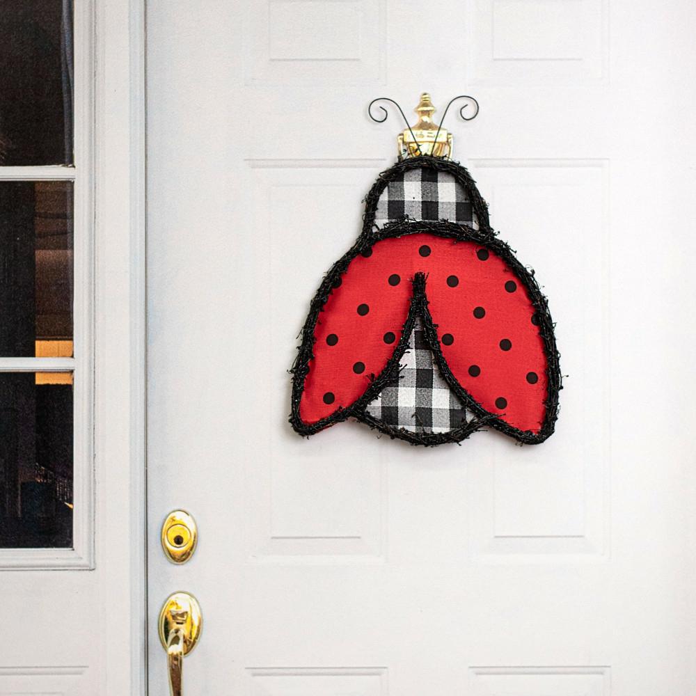 Door Decor |   21" Grapevine Hanger: Check & Dots Ladybug Decor Door Decor