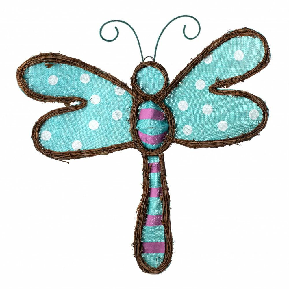 Door Decor |   24" Dragonfly Grapevine Hanger Decor Blue,Aqua,Purple,White