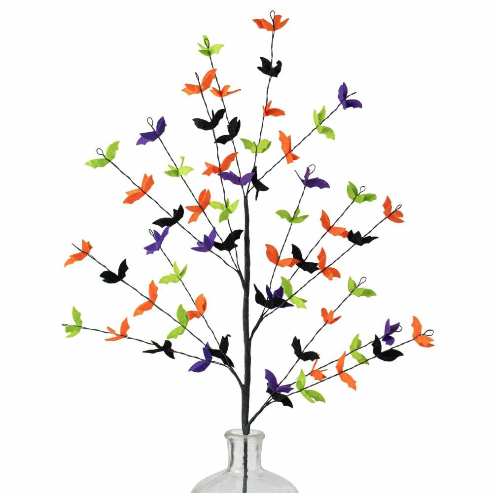 Floral Sprays & Picks |   30" Felt Bats Filler Spray: Bright Halloween Accents Black,Green,Purple,Orange