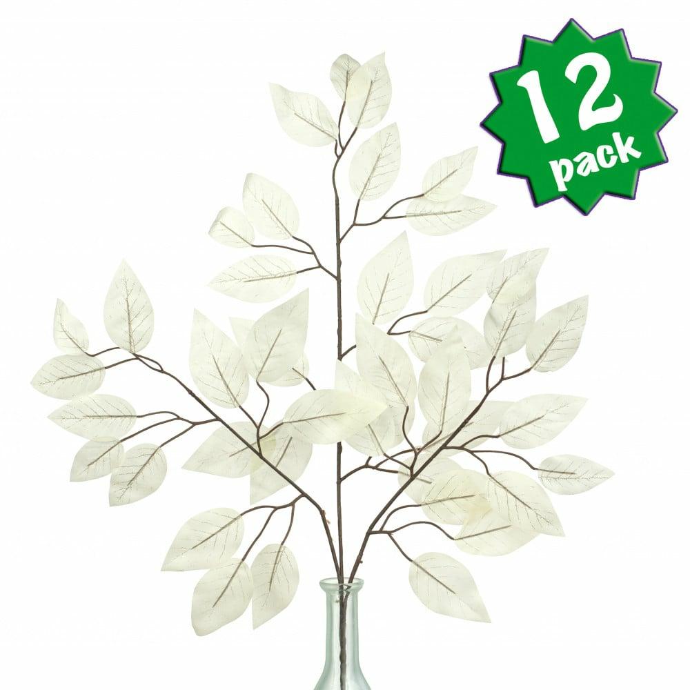 Floral Sprays & Picks |   23" Ficus Leaf Spray: White (12) Accents Floral Sprays & Picks