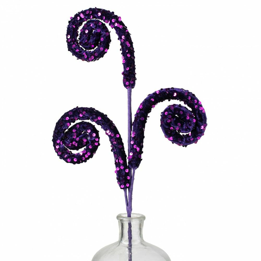 Floral Sprays & Picks |   28" Sequin Curly Spray: Regal Purple Accents Floral Sprays & Picks