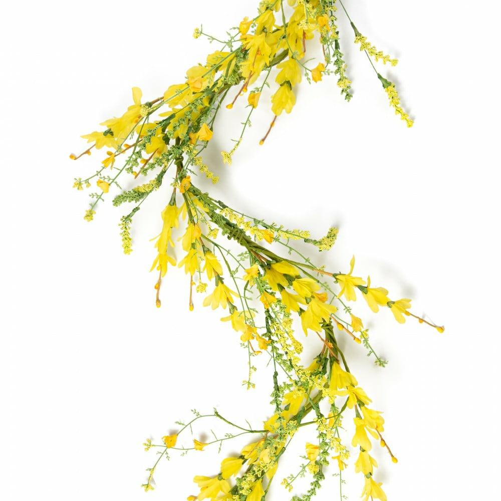 Garland |   4′ Forsythia And Heather Garland: Yellow Decor Garland