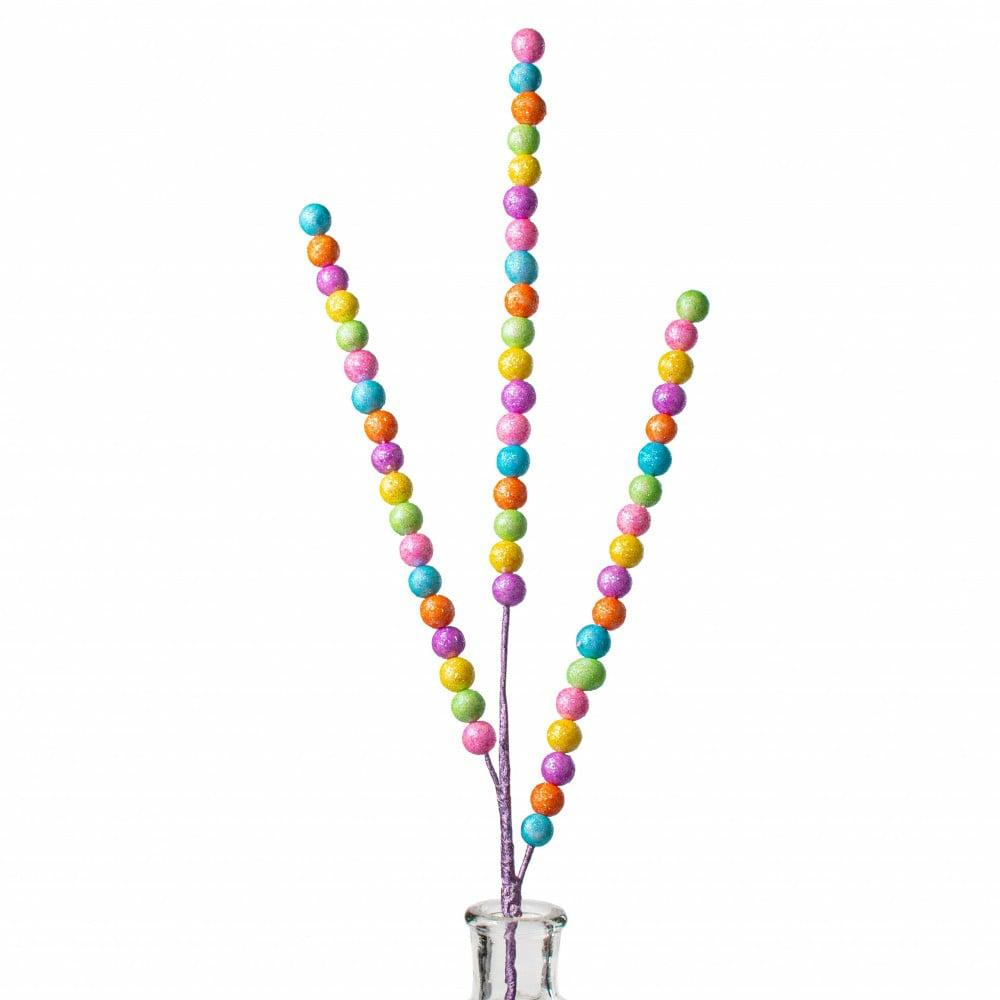 Floral Sprays & Picks |   Beaded Glitter Ball Spray: Pastel (25") Accents Floral Sprays & Picks