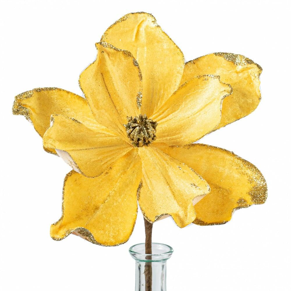 Floral Sprays & Picks |   14" Velvet Magnolia Pick: Yellow Accents Floral Sprays & Picks